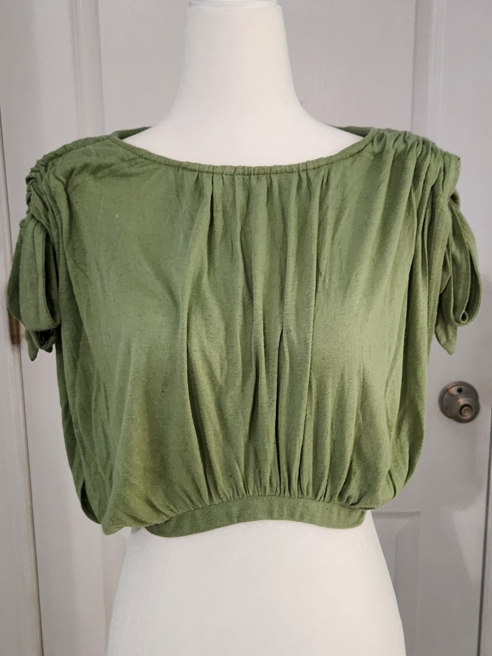 Free People Beach, Gathered Open-sides Green Cropped Top